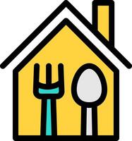 A house with a fork and spoon icon vector