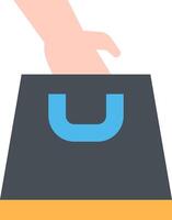 A hand holding a shopping bag with the u logo vector