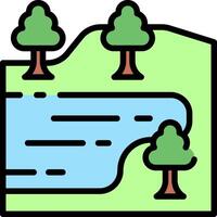 A river and trees in a green landscape vector