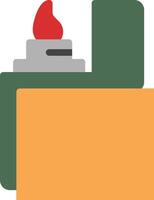 A green lighter with a red flame on it vector