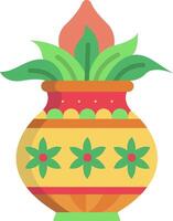An illustration of a colorful pot with a plant vector