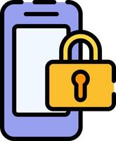 A phone with a padlock on it vector