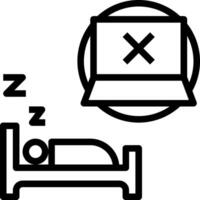 A black and white icon of a laptop and a bed vector