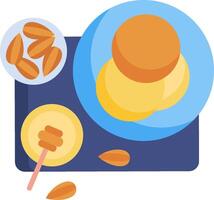 A plate with a bowl of almonds and honey vector