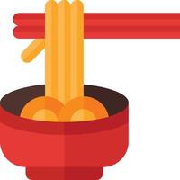 A bowl of noodles with chopsticks in it vector