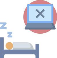 A laptop is next to a bed with a person sleeping vector