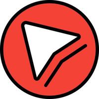 A red and white logo with a triangle vector