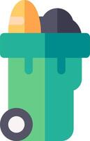 A green trash can with a black lid vector