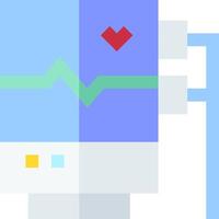 A medical device with a heart monitor and a red heart vector
