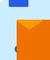 A blue and orange envelope with a blue arrow pointing to it vector