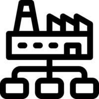 A factory icon with a line connecting it to other buildings vector