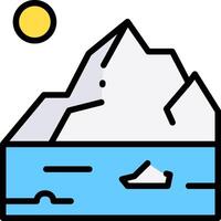 An icon of an iceberg with a sun in the background vector