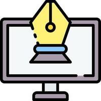 A computer monitor with a pen on it vector