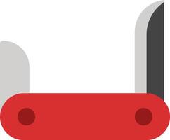 A red and black knife with a white handle vector