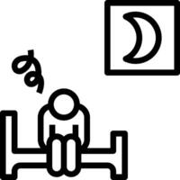 A man is sleeping in bed with a moon and a clock vector