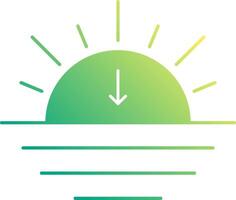 A green sun with a white arrow pointing up vector