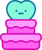 A heart shaped cake with a blue heart on top vector