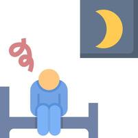A person is sleeping on a bed with a moon and a clock vector