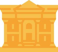 A yellow building with a large arch vector