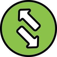 A green circle with two arrows pointing in opposite directions vector