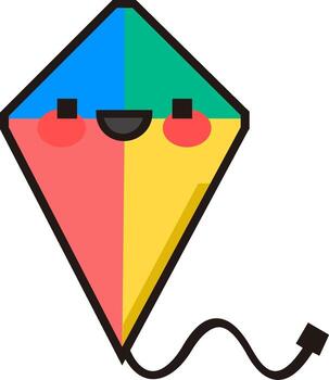 A kite with a smiley face and a cord vector