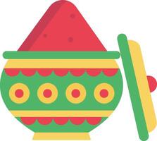 A colorful watermelon in a bowl with a lid vector
