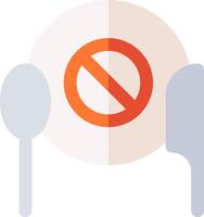 A plate with a fork and spoon next to a no eating sign vector
