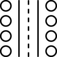 A black and white drawing of a road with four lines vector