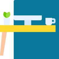 A yellow table with a plant on it vector