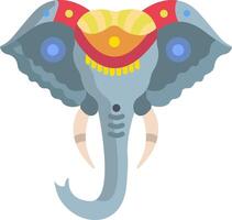 An elephant with a colorful head and long tusks vector