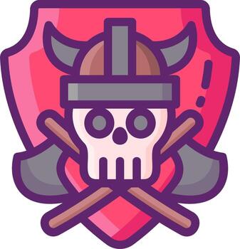 A skull with a helmet and axes on a shield vector