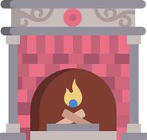 Fireplace with a burning log illustration vector