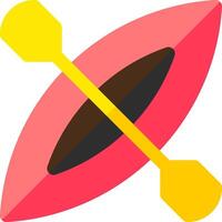A red kayak with two oars on it vector