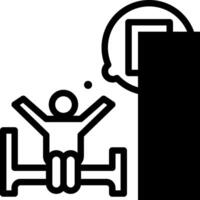A man is sitting on a chair and a bed vector