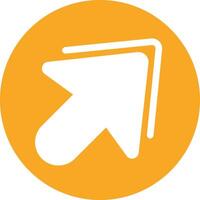 A white arrow pointing down in an orange circle vector