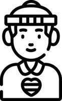 A black and white icon of a man with a heart vector