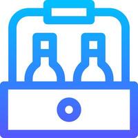 A blue and white icon of a box with two bottles vector
