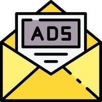 An ad in an envelope with a yellow envelope vector