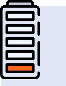 A battery icon with a red button vector