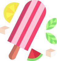 Popsicle with watermelon slices and slices of lemon vector