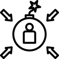 A bomb with arrows pointing to it and a person inside vector