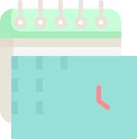 A calendar and a clock are shown in a flat design vector