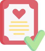 A check mark and a heart icon vector