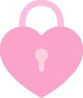 A pink heart shaped lock with a keyhole vector