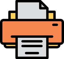 A printer icon with a sheet of paper vector