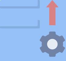 A gear and arrow pointing up on a blue background vector