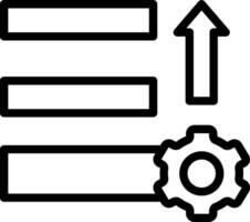A black and white icon of a gear and arrow vector