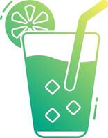A green drink with a straw and slice of lemon vector