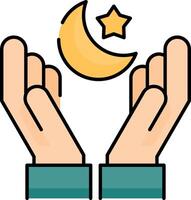 Two hands holding a crescent and star vector