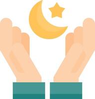 Two hands holding a crescent and star vector